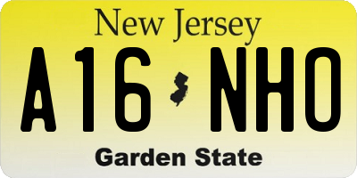 NJ license plate A16NHO