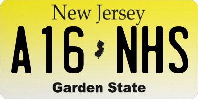 NJ license plate A16NHS