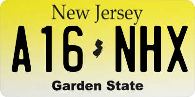NJ license plate A16NHX