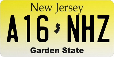 NJ license plate A16NHZ