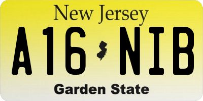 NJ license plate A16NIB