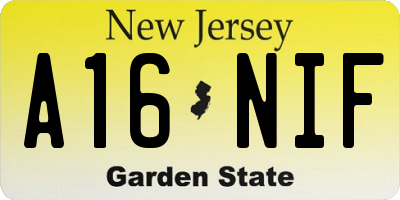 NJ license plate A16NIF