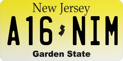 NJ license plate A16NIM