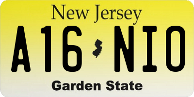 NJ license plate A16NIO