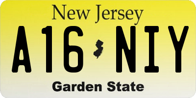 NJ license plate A16NIY