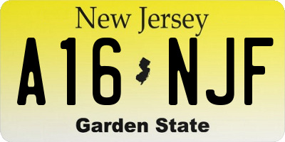 NJ license plate A16NJF