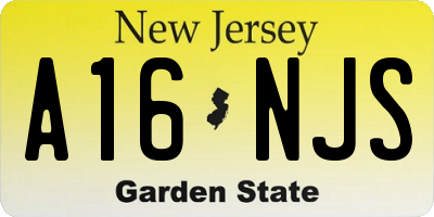 NJ license plate A16NJS