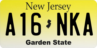 NJ license plate A16NKA