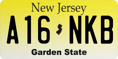 NJ license plate A16NKB