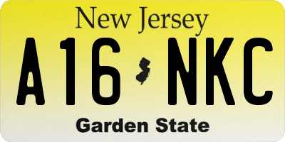 NJ license plate A16NKC