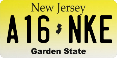 NJ license plate A16NKE