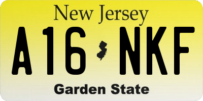 NJ license plate A16NKF