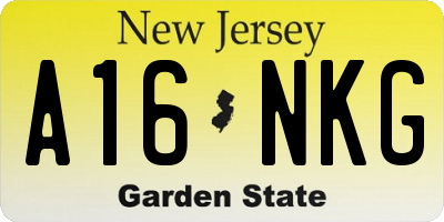 NJ license plate A16NKG