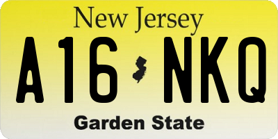 NJ license plate A16NKQ