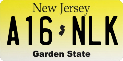 NJ license plate A16NLK