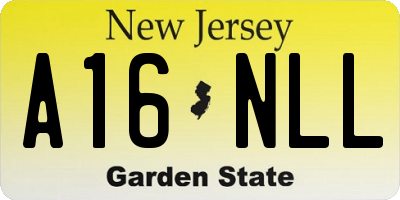 NJ license plate A16NLL