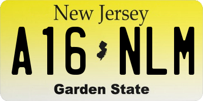 NJ license plate A16NLM