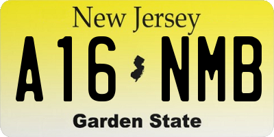 NJ license plate A16NMB