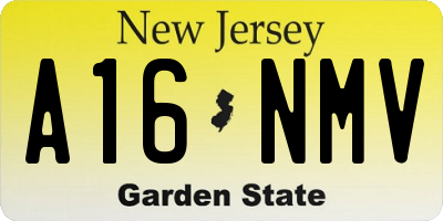 NJ license plate A16NMV