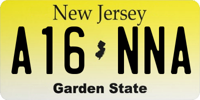 NJ license plate A16NNA