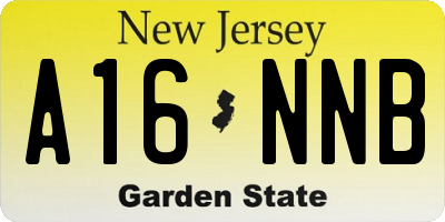 NJ license plate A16NNB