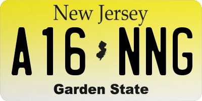 NJ license plate A16NNG
