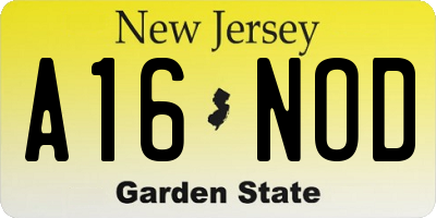 NJ license plate A16NOD