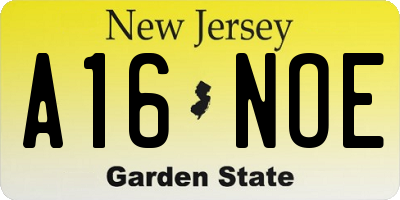 NJ license plate A16NOE