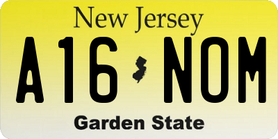 NJ license plate A16NOM