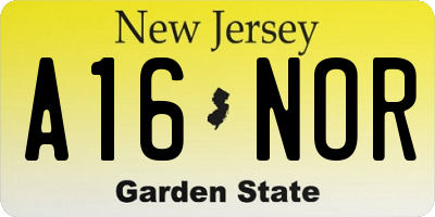 NJ license plate A16NOR