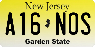 NJ license plate A16NOS