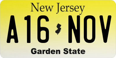 NJ license plate A16NOV