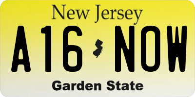 NJ license plate A16NOW