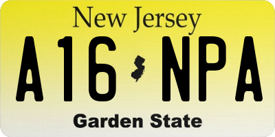 NJ license plate A16NPA