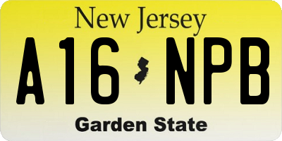 NJ license plate A16NPB