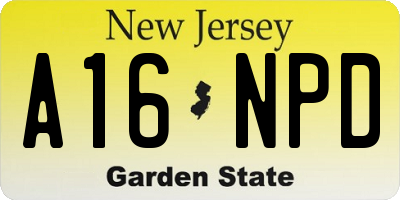 NJ license plate A16NPD