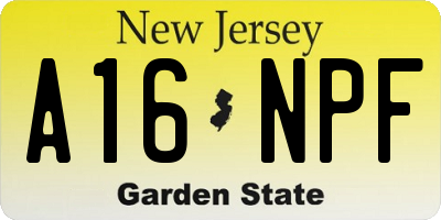NJ license plate A16NPF