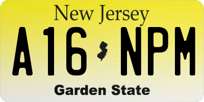 NJ license plate A16NPM