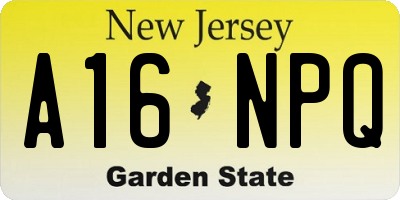 NJ license plate A16NPQ