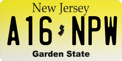 NJ license plate A16NPW