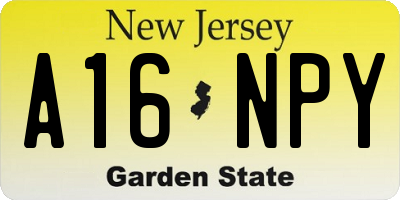 NJ license plate A16NPY