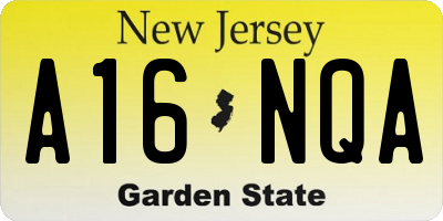 NJ license plate A16NQA