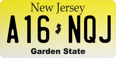 NJ license plate A16NQJ