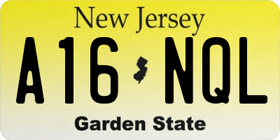 NJ license plate A16NQL