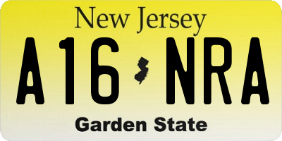 NJ license plate A16NRA
