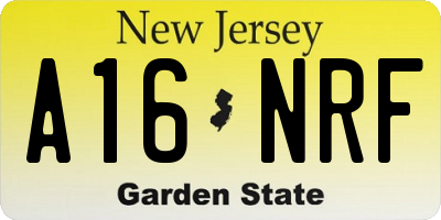 NJ license plate A16NRF