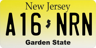 NJ license plate A16NRN