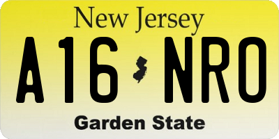 NJ license plate A16NRO
