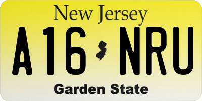 NJ license plate A16NRU