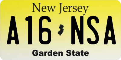 NJ license plate A16NSA